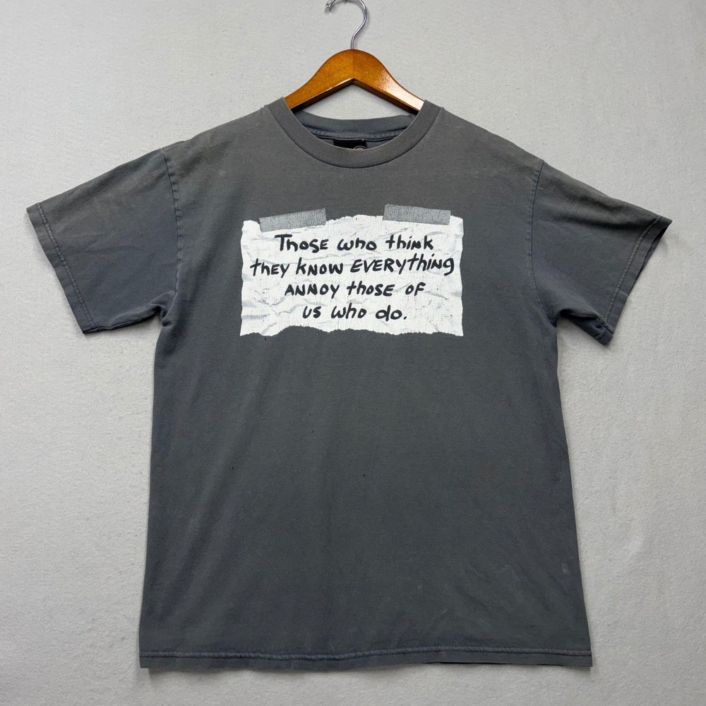 Hybrid Tees Graphic T Shirt Mens S Gray Those Who Think They Know Everything Y2K